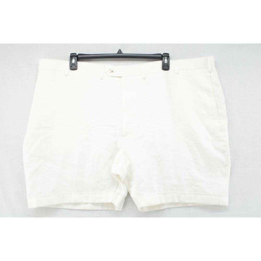 Paul Fredrick Shorts Mens Size 50 Classic Fit Ivory Linen Bermuda Quiet Luxury
